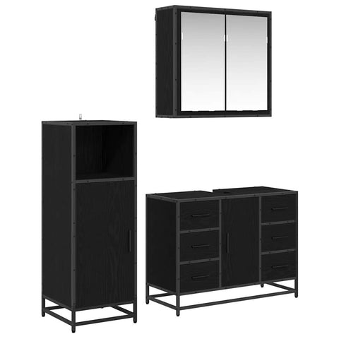 vidaXL Bathroom Furniture Set 3 pcs Black oak 80 x 33 x 60 cm