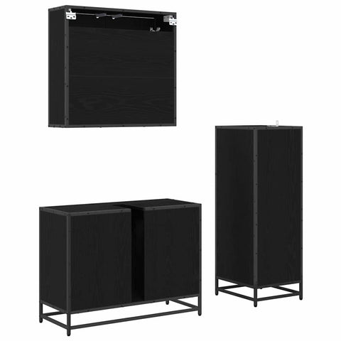 vidaXL Bathroom Furniture Set 3 pcs Black oak 80 x 33 x 60 cm