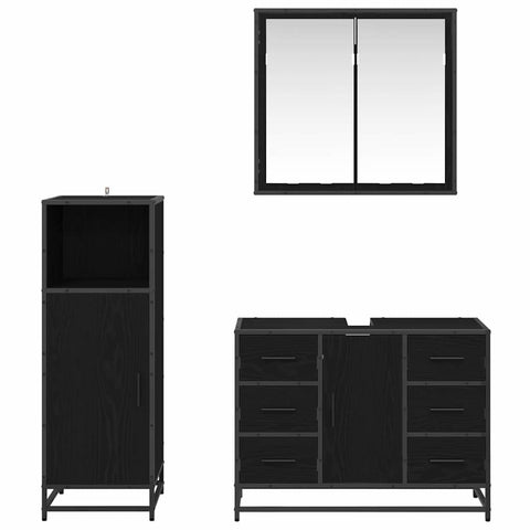 vidaXL Bathroom Furniture Set 3 pcs Black oak 80 x 33 x 60 cm