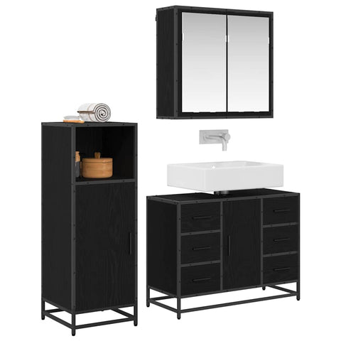 vidaXL Bathroom Furniture Set 3 pcs Black oak 80 x 33 x 60 cm