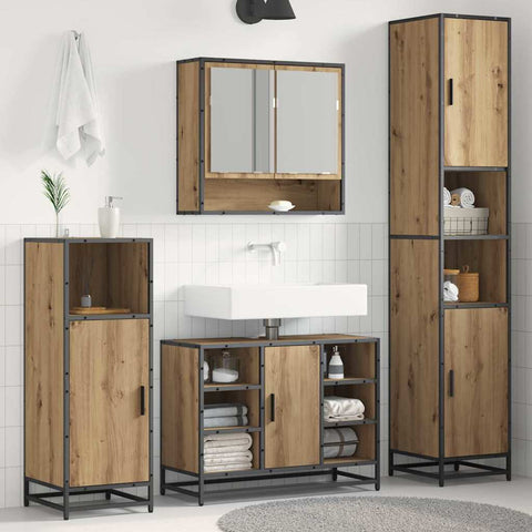 vidaXL Bathroom Cabinet with Shelf Artisan oak 35 x 37.5 x 188.5 cm