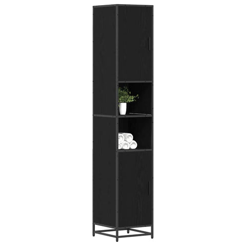 vidaXL Bathroom Cabinet Black oak 35 x 37.5 x 188.5 cm Engineered wood