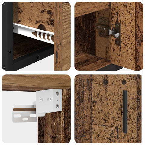 vidaXL Bathroom Furniture Set with Door 2 pcs Old wood 65 x 33 x 60 cm