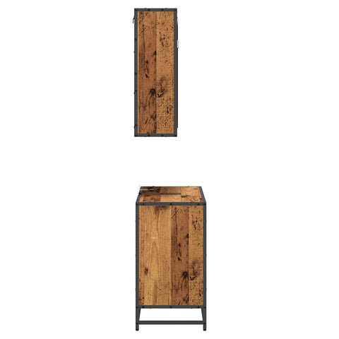 vidaXL Bathroom Furniture Set with Door 2 pcs Old wood 65 x 33 x 60 cm