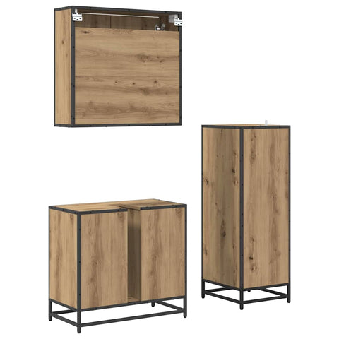 vidaXL Bathroom Furniture Set with Shelf with Door 3 pcs Artisan oak