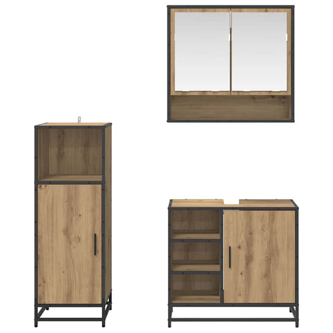 vidaXL Bathroom Furniture Set with Shelf with Door 3 pcs Artisan oak