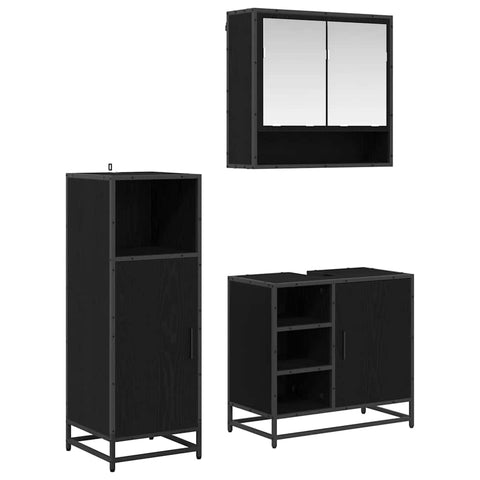 vidaXL Bathroom Furniture Set with Shelf Wall-mounted 3 pcs Black oak