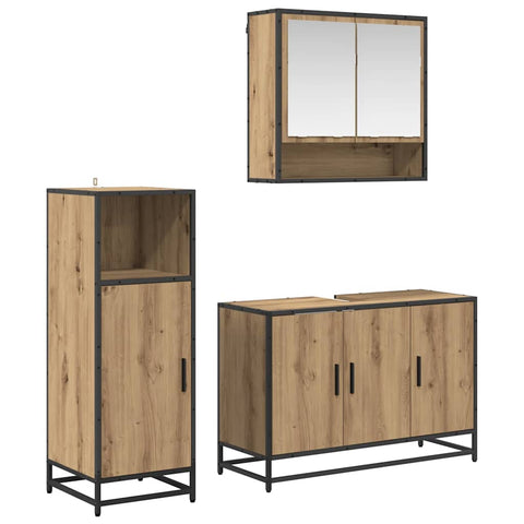 vidaXL Bathroom Furniture Set with Shelf with Door 3 pcs Artisan oak