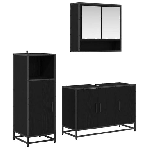 vidaXL Bathroom Furniture Set with Shelf Wall-mounted 3 pcs Black oak