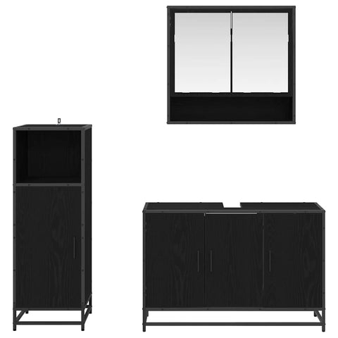 vidaXL Bathroom Furniture Set with Shelf Wall-mounted 3 pcs Black oak