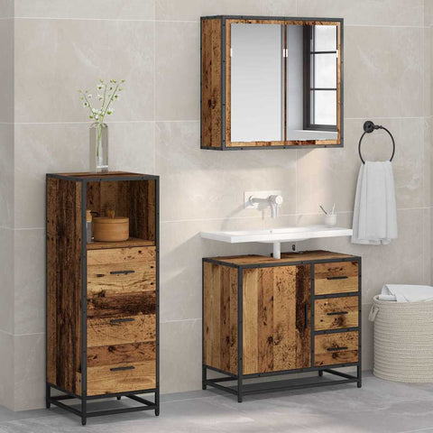 vidaXL Bathroom Furniture Set 3 pcs Old wood 35 x 37.5 x 100 cm
