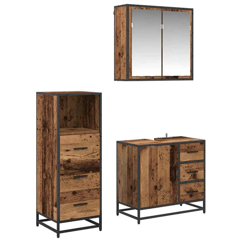 vidaXL Bathroom Furniture Set 3 pcs Old wood 35 x 37.5 x 100 cm