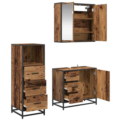 vidaXL Bathroom Furniture Set 3 pcs Old wood 35 x 37.5 x 100 cm