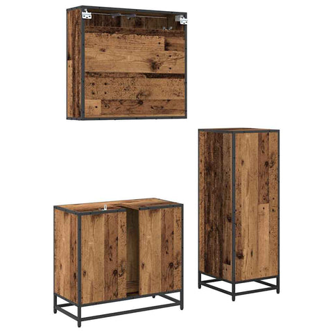 vidaXL Bathroom Furniture Set 3 pcs Old wood 35 x 37.5 x 100 cm