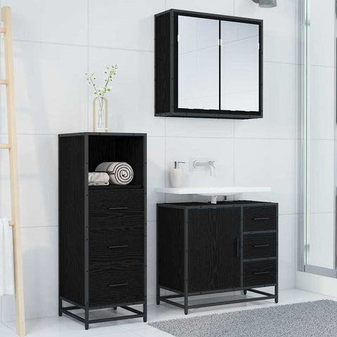 vidaXL Bathroom Furniture Set 3 pcs Black oak 35 x 37.5 x 100 cm