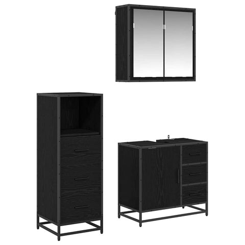 vidaXL Bathroom Furniture Set 3 pcs Black oak 35 x 37.5 x 100 cm