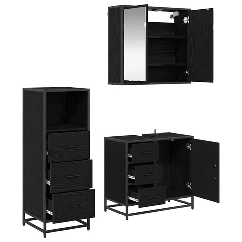 vidaXL Bathroom Furniture Set 3 pcs Black oak 35 x 37.5 x 100 cm