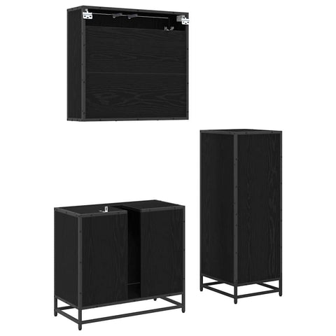 vidaXL Bathroom Furniture Set 3 pcs Black oak 35 x 37.5 x 100 cm