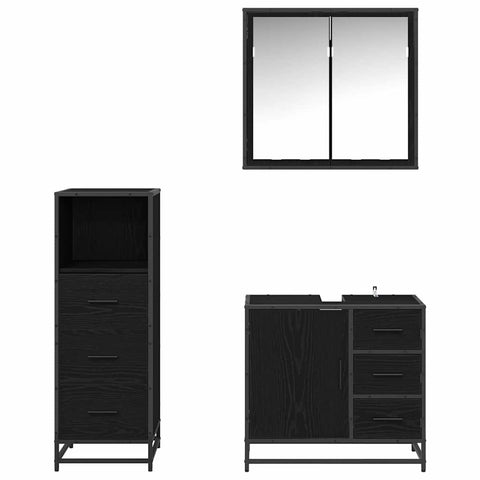 vidaXL Bathroom Furniture Set 3 pcs Black oak 35 x 37.5 x 100 cm