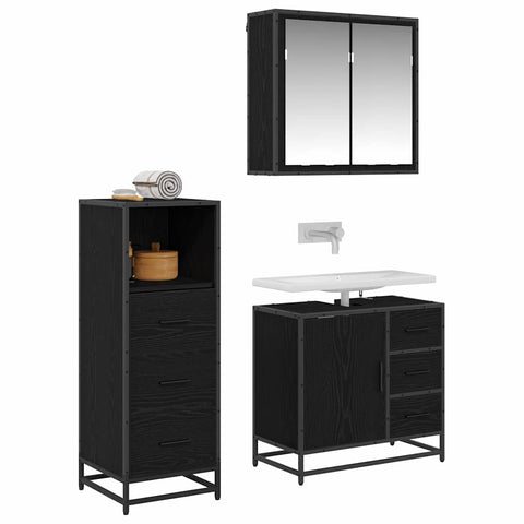 vidaXL Bathroom Furniture Set 3 pcs Black oak 35 x 37.5 x 100 cm