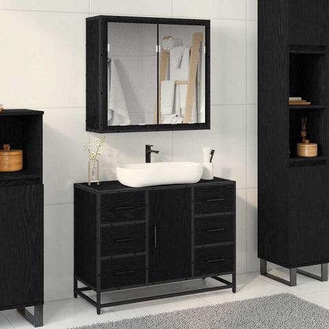 vidaXL Bathroom Furniture Set 2 pcs Black oak 80 x 33 x 60 cm