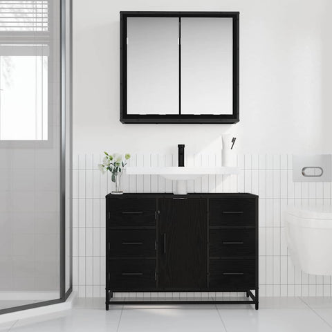 vidaXL Bathroom Furniture Set 2 pcs Black oak 80 x 33 x 60 cm