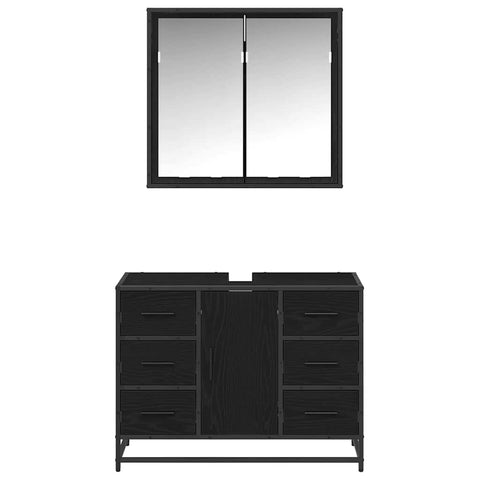 vidaXL Bathroom Furniture Set 2 pcs Black oak 80 x 33 x 60 cm