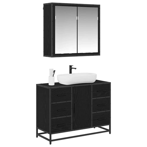 vidaXL Bathroom Furniture Set 2 pcs Black oak 80 x 33 x 60 cm