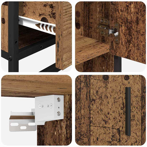 vidaXL Bathroom Furniture Set with Door 3 pcs Old wood 65 x 33 x 60 cm