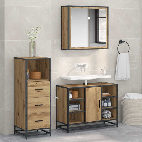 vidaXL Bathroom Furniture Set 3 pcs Artisan oak 80 x 33 x 60 cm