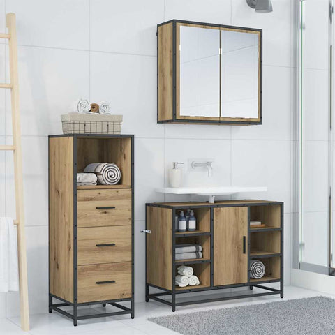 vidaXL Bathroom Furniture Set 3 pcs Artisan oak 80 x 33 x 60 cm