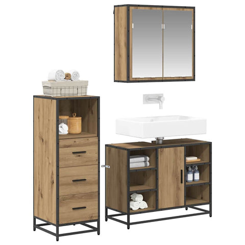 vidaXL Bathroom Furniture Set 3 pcs Artisan oak 80 x 33 x 60 cm