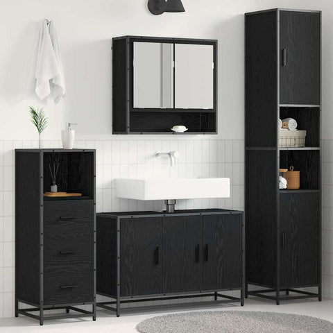 vidaXL Bathroom Furniture Set with Door 3 pcs Old wood 90 x 33 x 60 cm