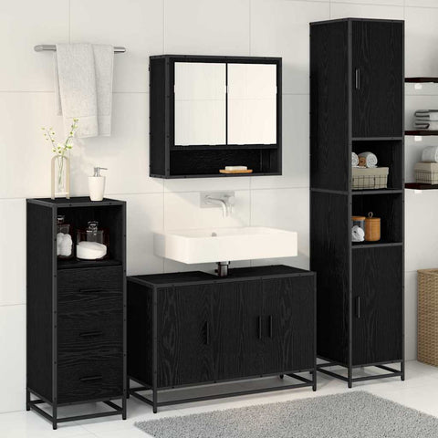 vidaXL Bathroom Furniture Set with Door 3 pcs Old wood 90 x 33 x 60 cm