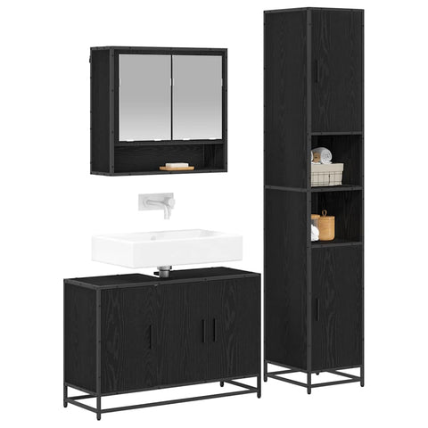 vidaXL Bathroom Furniture Set with Door 3 pcs Old wood 90 x 33 x 60 cm
