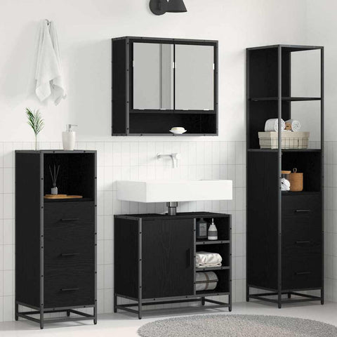 vidaXL Bathroom Furniture Set 4 pcs Black oak 65 x 33 x 60 cm