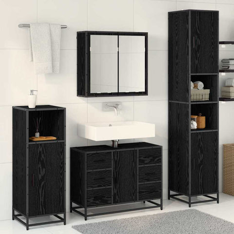 vidaXL Bathroom Furniture Set 3 pcs Black oak 80 x 33 x 60 cm