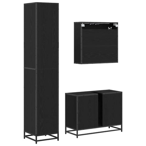 vidaXL Bathroom Furniture Set 3 pcs Black oak 80 x 33 x 60 cm