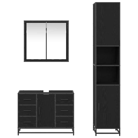 vidaXL Bathroom Furniture Set 3 pcs Black oak 80 x 33 x 60 cm