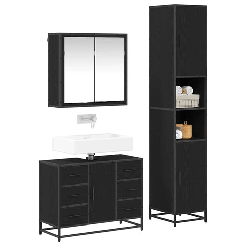 vidaXL Bathroom Furniture Set 3 pcs Black oak 80 x 33 x 60 cm