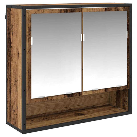 vidaXL Bathroom Furniture Set with Door 3 pcs Old wood 80 x 33 x 60 cm