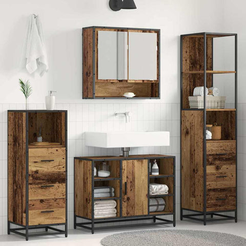 vidaXL Bathroom Furniture Set 3 pcs Old wood 35 x 37.5 x 166 cm