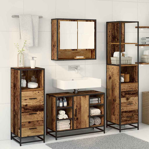 vidaXL Bathroom Furniture Set 3 pcs Old wood 35 x 37.5 x 166 cm
