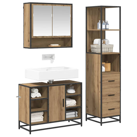 vidaXL Bathroom Furniture Set 3 pcs Artisan oak 35 x 37.5 x 166 cm