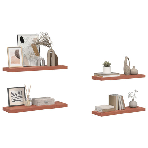 vidaXL Wall Shelf 4 pcs Red 80 x 23.5 x 4 cm Engineered Wood