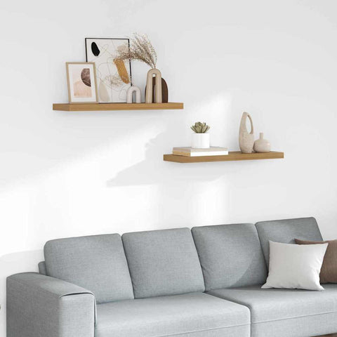 vidaXL Wall Shelf 2 pcs Brown 90 x 23.5 x 4 cm Engineered Wood