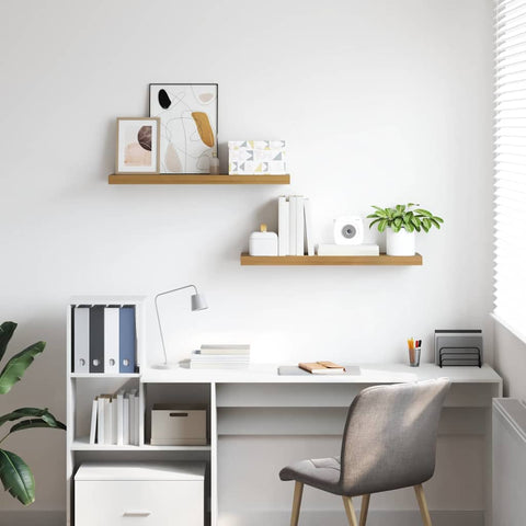 vidaXL Wall Shelf 2 pcs Brown 90 x 23.5 x 4 cm Engineered Wood