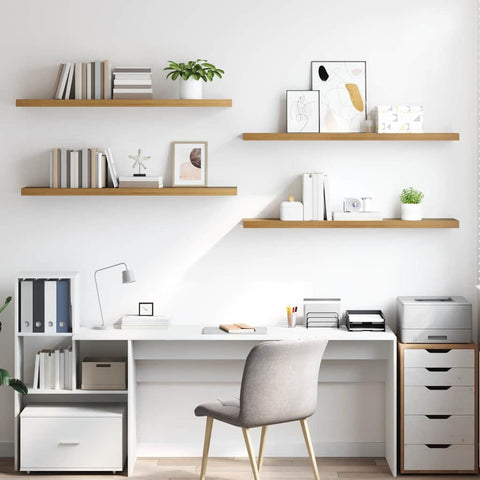 vidaXL Wall Shelf 4 pcs Brown 120 x 23.5 x 4 cm Engineered Wood