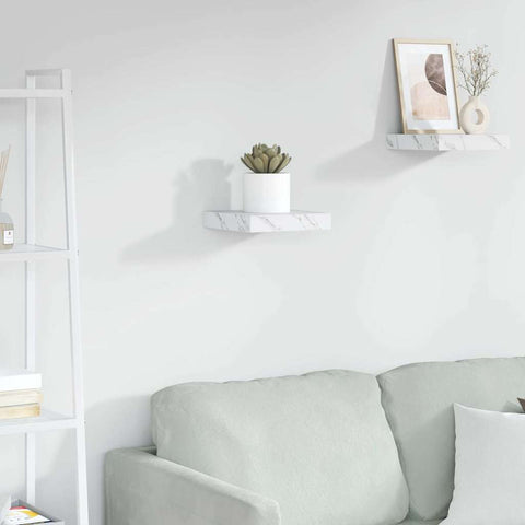 vidaXL Wall Shelf White Marble 23 x 23.5 x 4 cm Engineered Wood