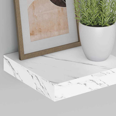 vidaXL Wall Shelf 2 pcs White Marble 23 x 23.5 x 4 cm Engineered Wood
